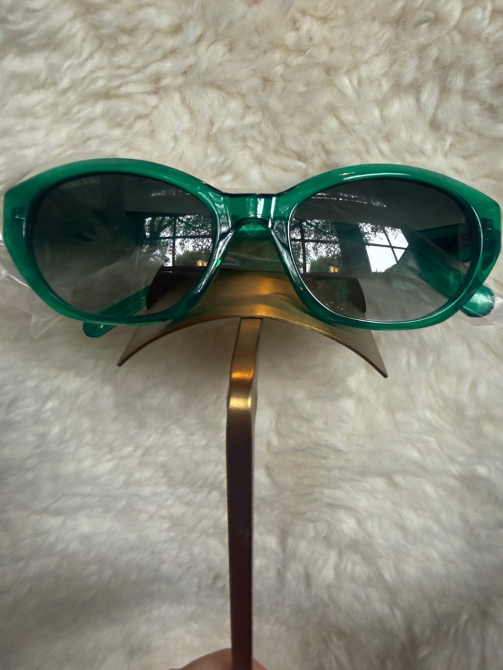 Swarovski Green Oval Women's Sunglasses